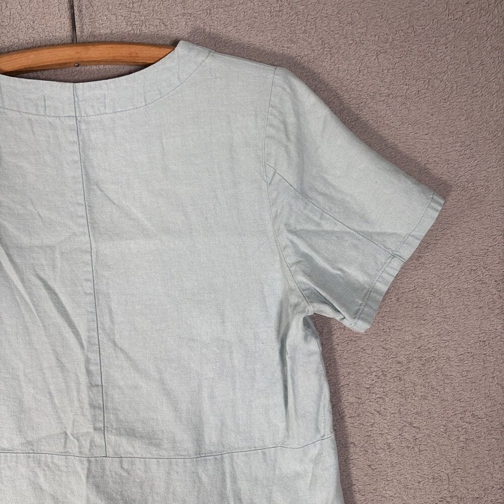 Baletti‎ Vitorino Top Women’s Size M Leaf Applique Slit Hem Powder Blue Bohemian - Picture 12 of 13